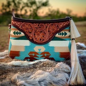 Pendleton 6666 Four Sixes Ranch bag. Boedeker leather Clutch